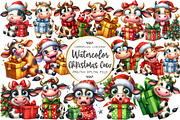 Christmas Funny Cow Clipart, an Illustration by OK Design (Thumbnail 1 of 5)