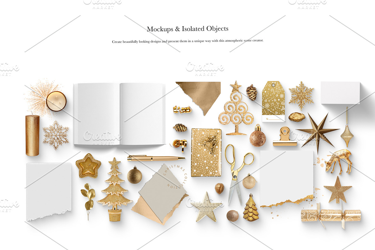 05_Golden Christmas Scene Creator, a Books & Magazine Mockup by Kzara Visual Concepts (Photo 4 of 7)
