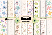 Seamless Kawaii Digital Paper, a Texture Graphic by Printable Design Store (Thumbnail 1 of 4)