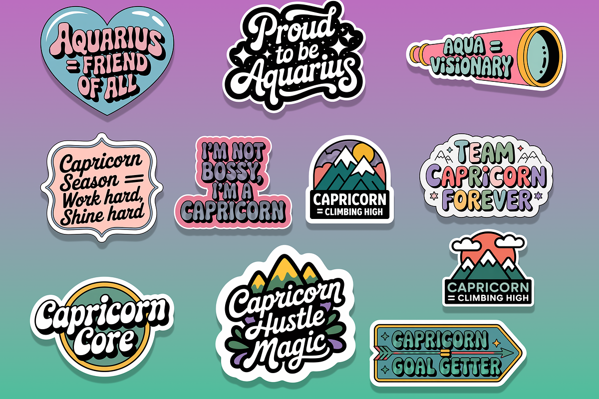 160 Zodiac Stickers, an Object Graphic by Jakayla Digital Co (Photo 10 of 16)