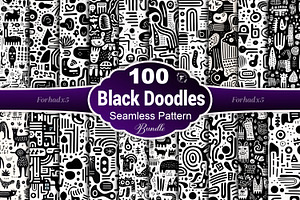 Black and White Doodles Pattern, a Pattern Graphic by Forhadx5