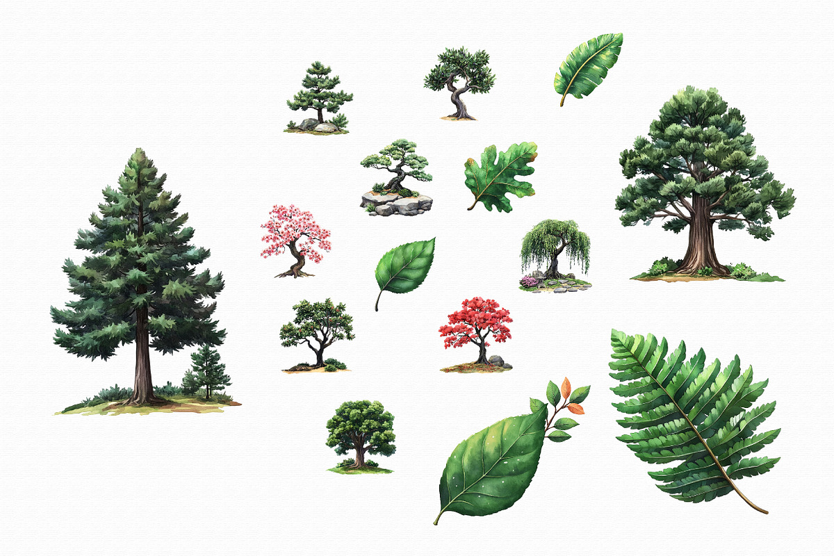 Green Trees and Leaves Clipart, an Illustration by Libby Wishes (Photo 3 of 3)