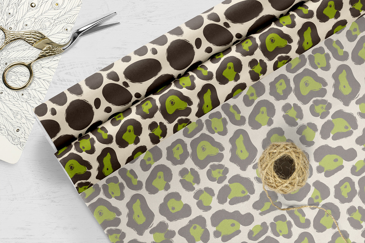 Wild Animal Prints Set Coffe & Lime, a Pattern Graphic by Oksana Dovhopol Art (Photo 5 of 19)