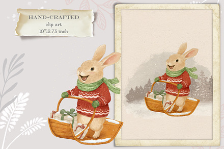 Christmas Rabbit Peter clipart&card