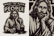 Monkey and Jesus Drinking Whiskey, a Person Illustration by daver2002ua (Thumbnail 2 of 3)