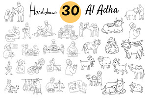 eid al adha hand drawn set