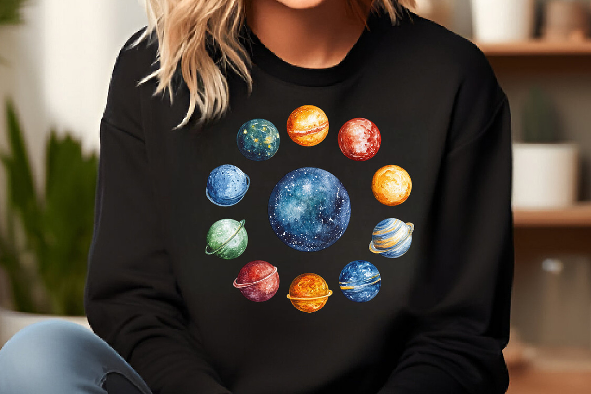 Watercolor Solar System Clipart, an Illustration by DreamCafeArt (Photo 2 of 7)