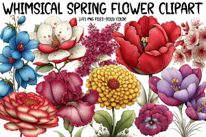 Whimsical Spring flower clipart, an Illustration by Designworld