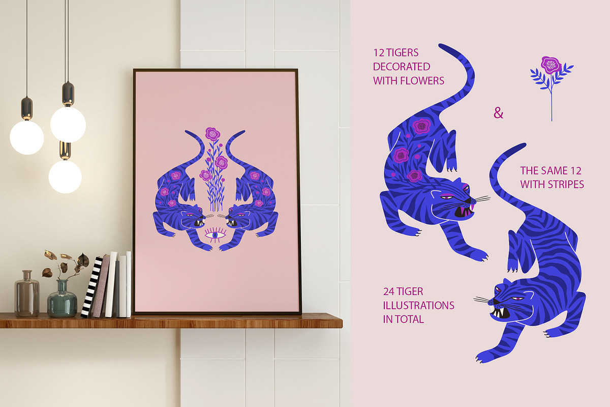 Folk Art Tigers, an Animal Illustration by Annakniaz (Photo 3 of 15)