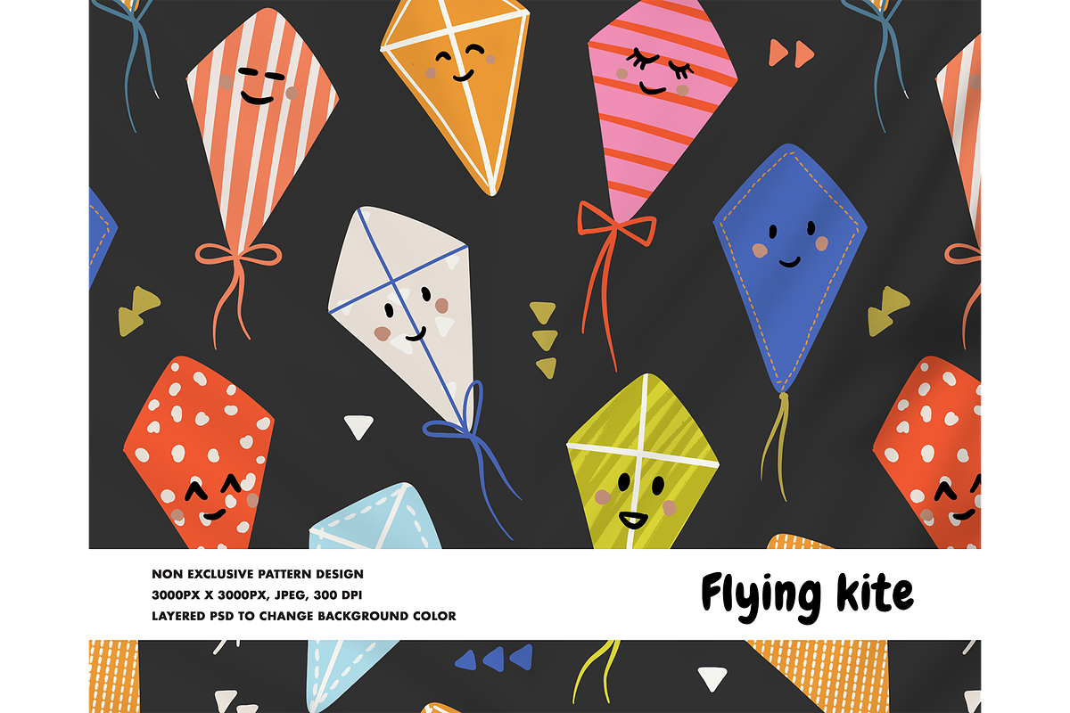 Flying kite - Nursery Seamless Patte, a Pattern Graphic by Milatoo (Photo 2 of 4)