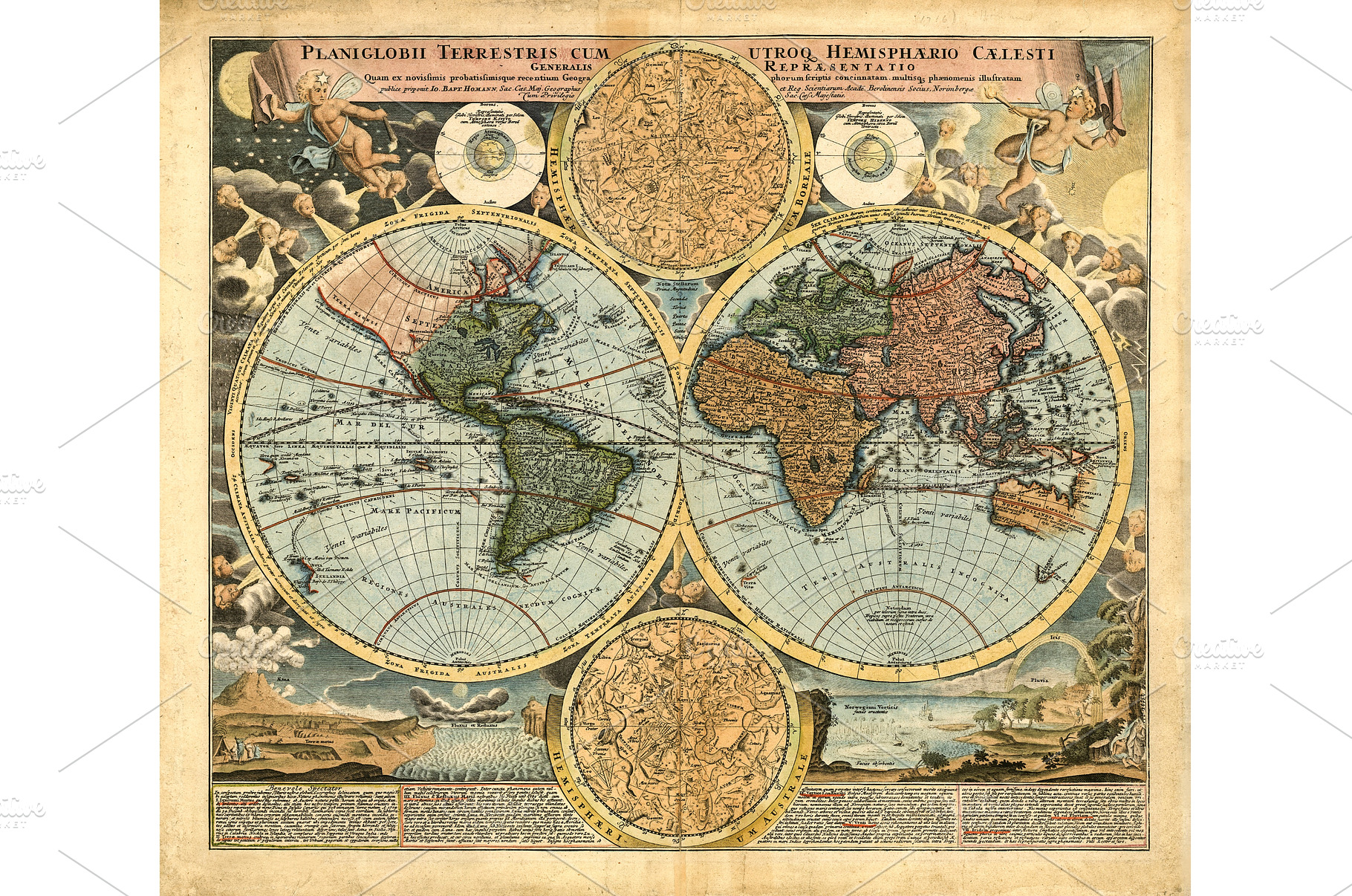 High Quality Antique World Map 1663, an Arts & Entertainment Photo by megastocker