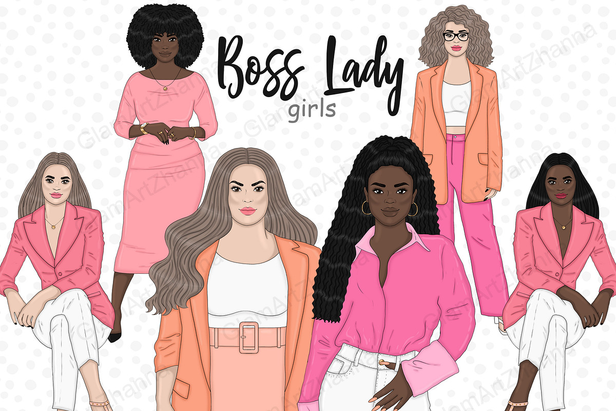 Boss Babe Clipart Bundle, a Person Illustration by GlamArtZhanna (Photo 1 of 7)