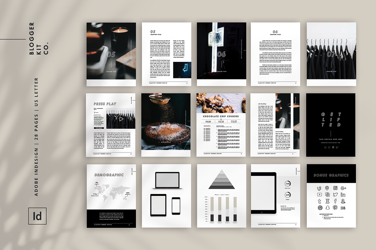 eBook Template for Adobe InDesign, a Magazine Template by Blogger Kit Co. (Photo 3 of 3)