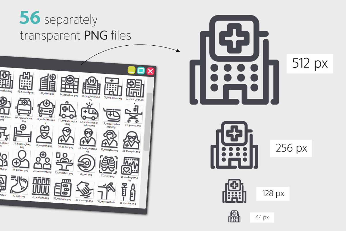 Hospital Line Icons Set, an Outline Icon by Voysla's Shop (Photo 3 of 4)