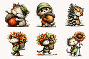 Funny Autumn Cat Clipart, a Seasonal Illustration by Designworld (Thumbnail 6 of 11)