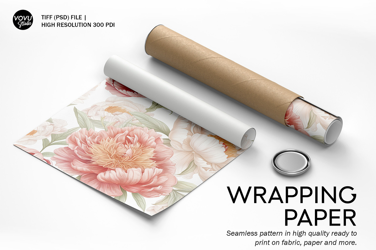 Elegant Peonies Print Pattern Design, a Pattern Graphic by VOVU Studio (Photo 7 of 9)