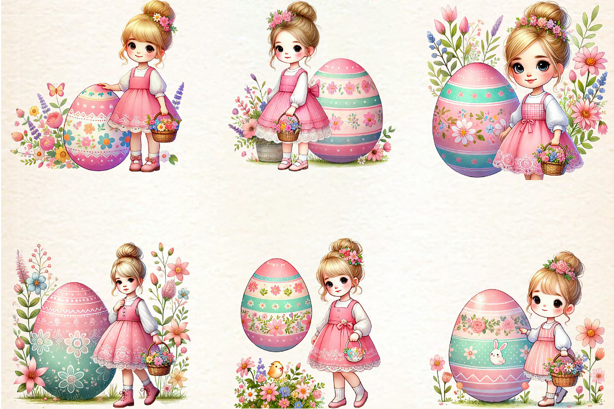 Pastel Easter Clipart, Bunny, Eggs,, an Illustration by DreamArtGraphic (Photo 3 of 4)