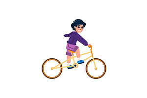 Smiling boy riding bicycle, enjoying, a Sport Illustration by pikepicture