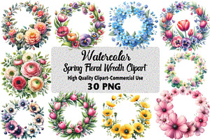 Spring Floral Wreath Bundle, an Illustration by Daily.Designs