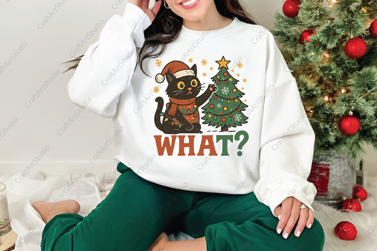 Christmas Cat what png sublimation, an Illustration by CraftArtStudio (Photo 3 of 4)