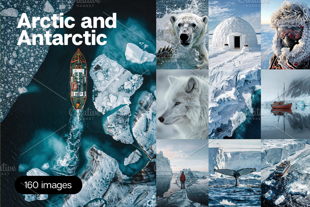 160 Arctic and Antarctic images, a Nature Photo by Handmadefont (Photo 1 of 13)