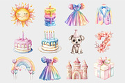 Rainbow Pastel Birthday Clipart, a Seasonal Illustration by Design Market (Thumbnail 5 of 5)