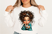 Whimsical Valentine Coffee Girl Png, an Illustration by Craft Nest (Thumbnail 8 of 11)