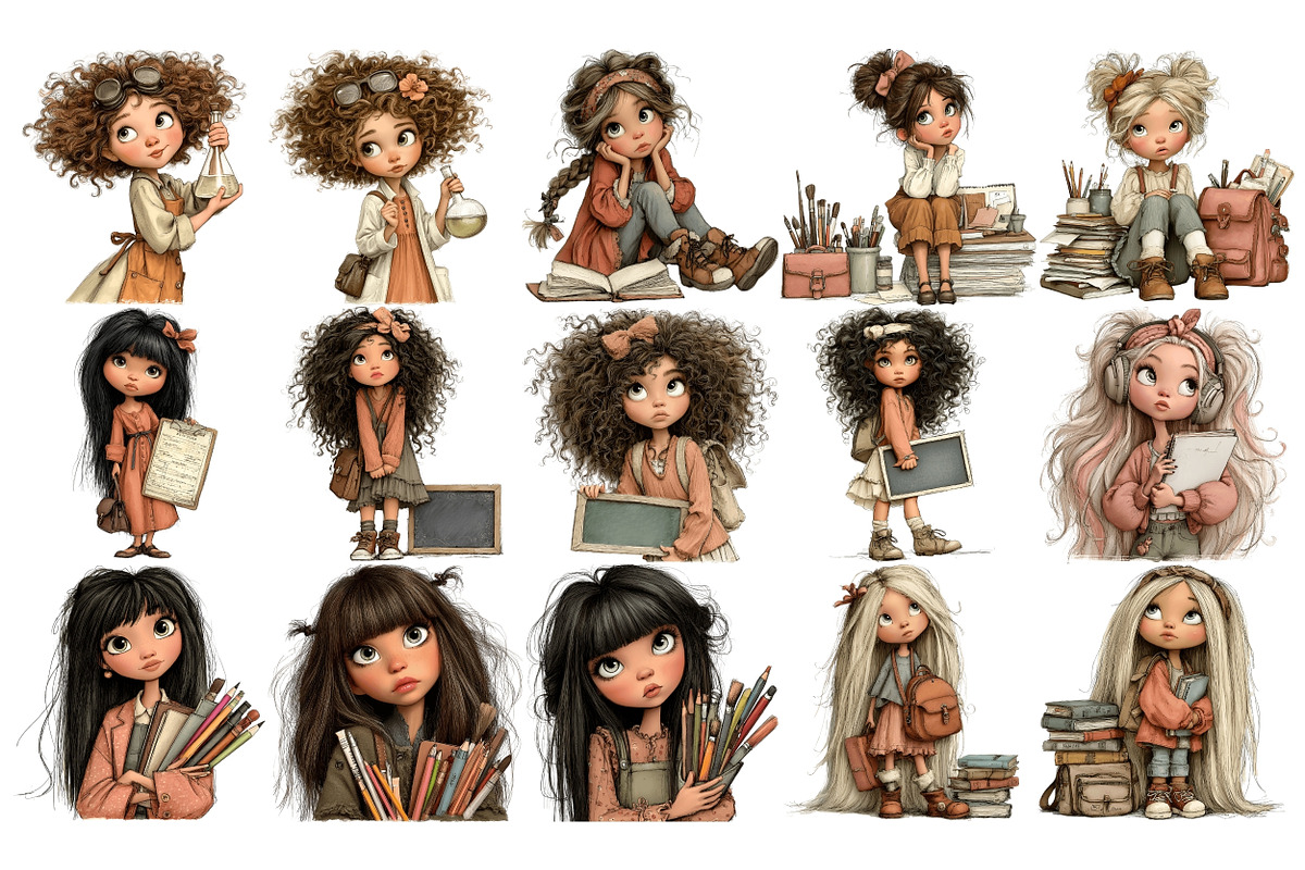 School Kids PNG Clipart Bundle, a Person Illustration by Nicolle's Colorful Art (Photo 5 of 6)