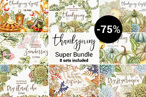 Thanksgiving watercolor Bundle.