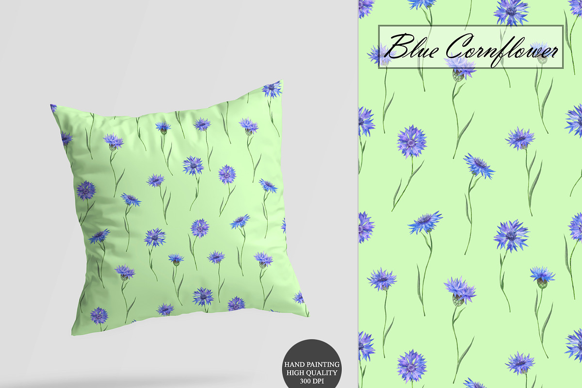 Watercolor Cornflower Patterns, an Illustration by OlDm_Shop (Photo 7 of 10)