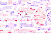 Watercolor Banner pink purple 094, a Graphic by Drawberx (Thumbnail 1 of 6)
