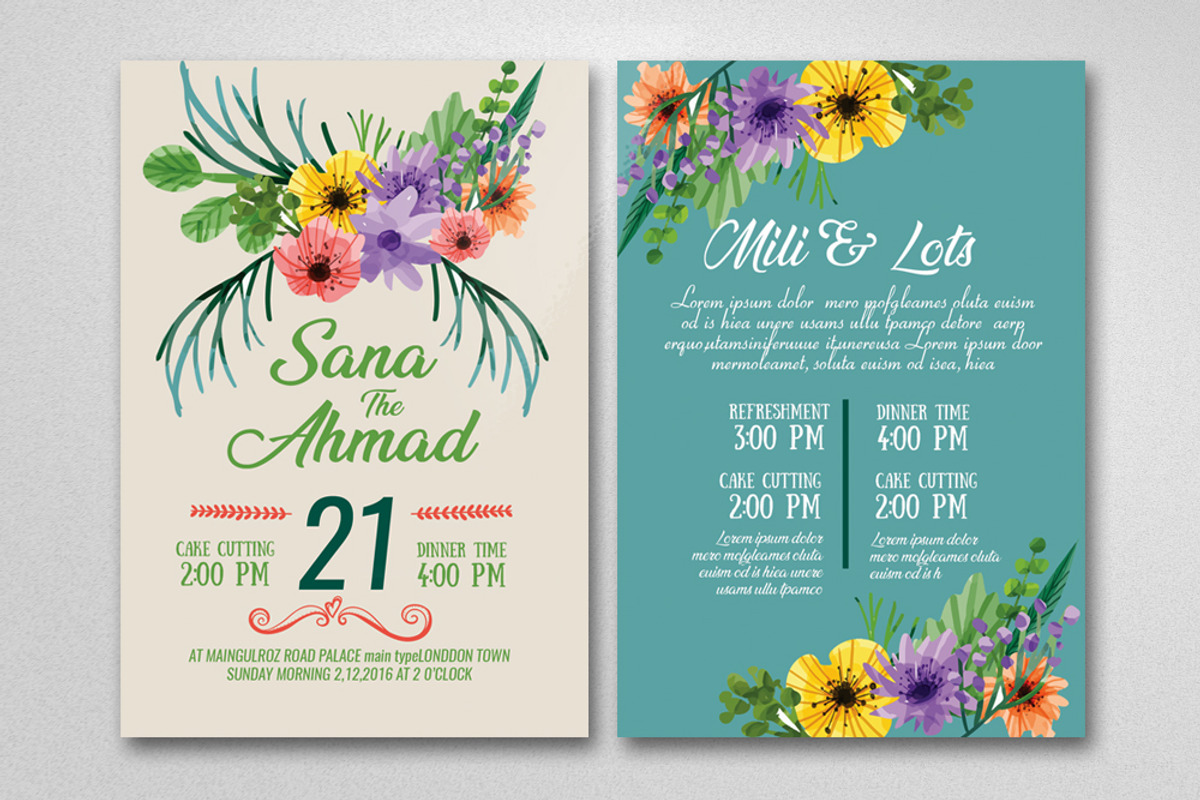 Double Sided Wedding Invitation Card, an Invitation Template by Business Flyers (Photo 2 of 2)