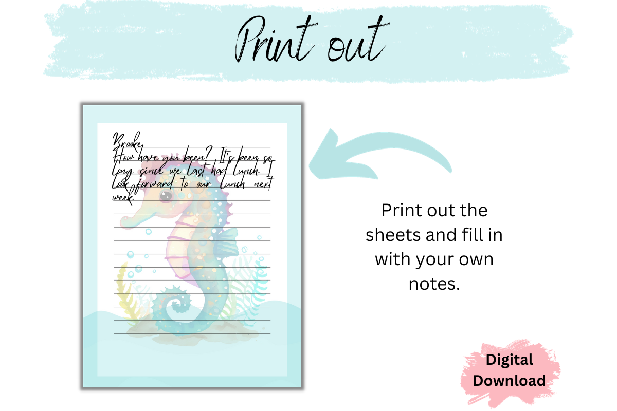 Ocean Creatures Stationery Printable, a Stationery Template by Pixels N Bows (Photo 3 of 3)