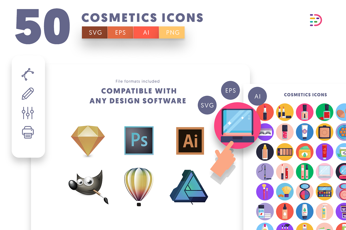 50 Cosmetics Icons, an Outline Icon by Dighital (Photo 9 of 10)
