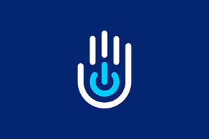 hand power button care push logo, a Branding & Logo Template by VASTARD STUDIO