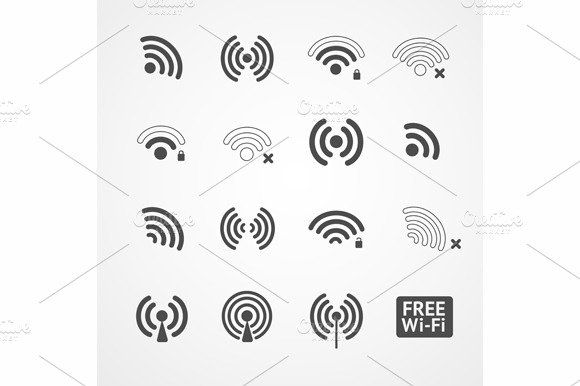 Vector Black Wireless Icons Set
