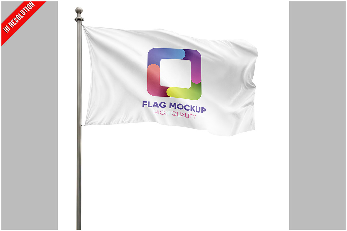 Standard Flag On Silver Pole Isolate, a Product Mockup by Bruno's Shop (Photo 1 of 3)