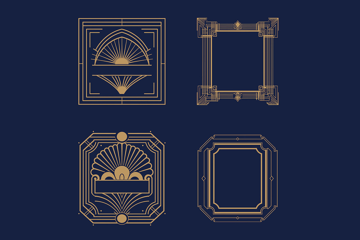 Elegant Art Deco 8 Square Frames, a Decorative Illustration by Stanislav Kharchevskyi (Photo 3 of 3)