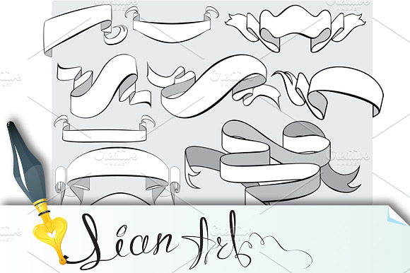 Medieval abstract ribbons, scrolls preview 3