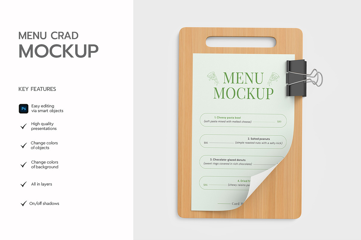 Clipboard Menu Card Mockup Bundle, an Advertising Mockup by graphypix (Photo 6 of 11)