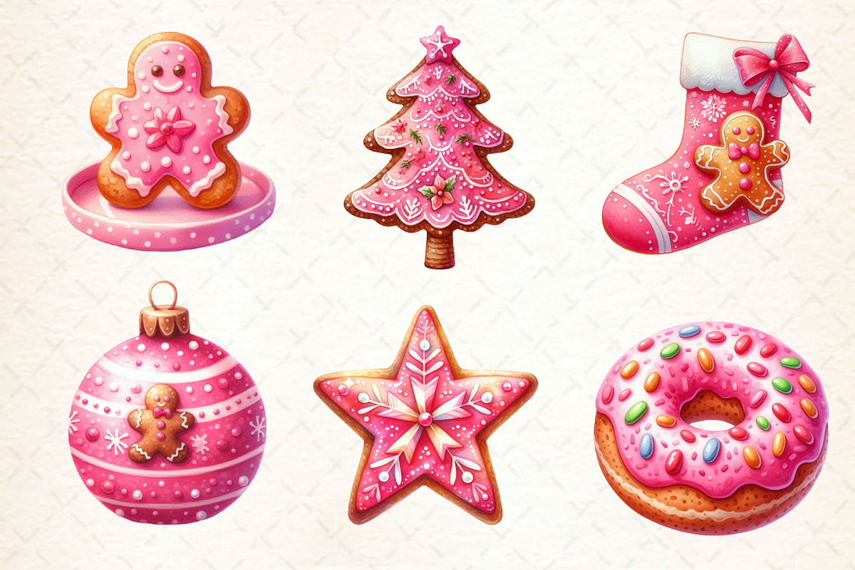 Christmas Pink Gingerbread Clipart, a Work Illustration by Dream Creation (Photo 5 of 5)