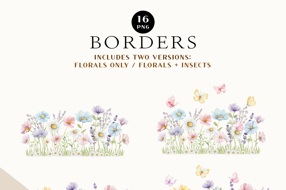 Pastel Wildflowers & Bows Clipart, a Decorative Illustration by OKArtHub (Photo 5 of 11)