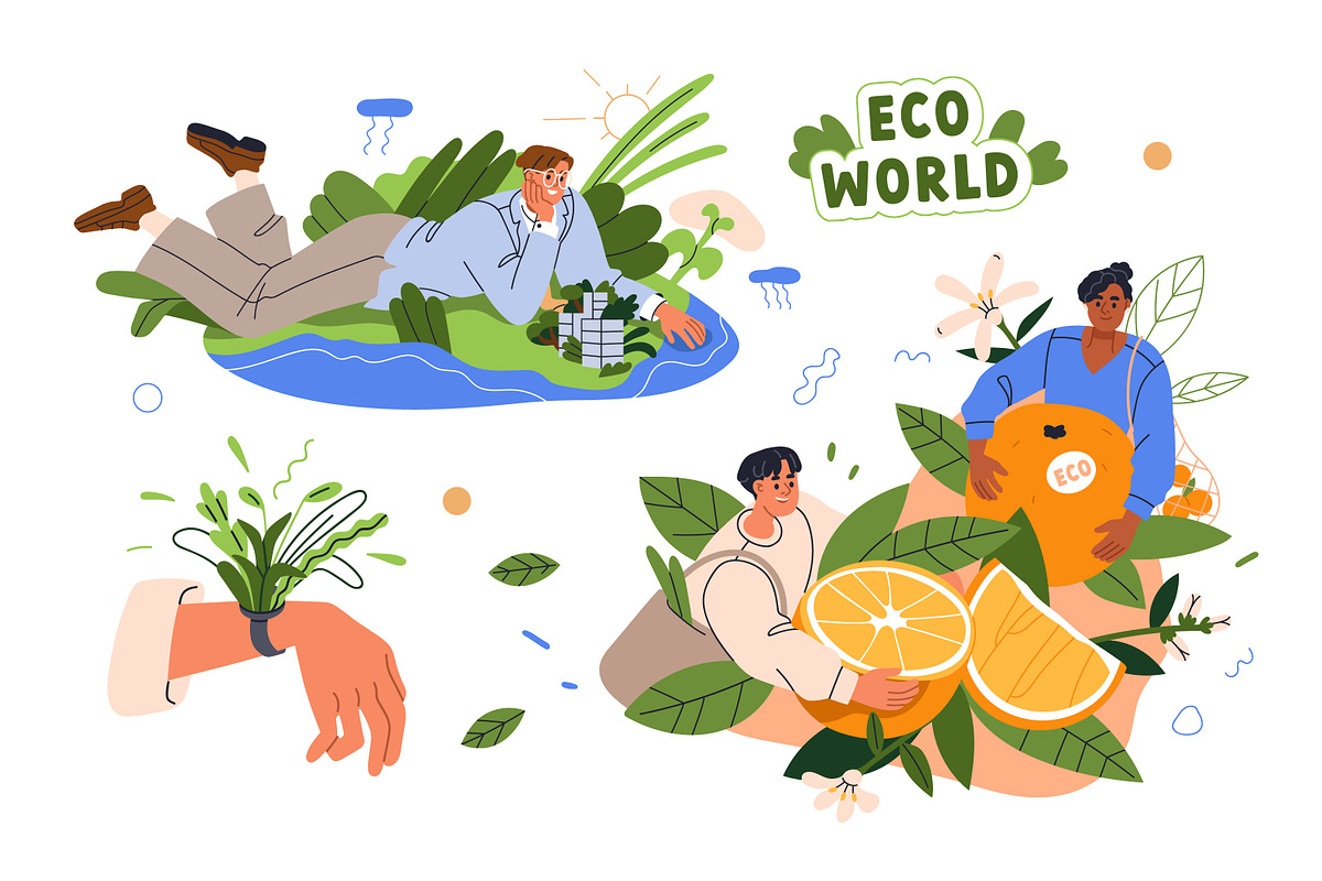 Eco-friendly concept. Ecology set, a Person Illustration by Good Studio (Photo 4 of 10)
