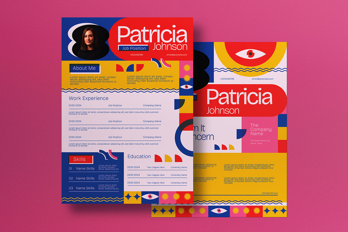 Blue Red Colorblock Resume US Letter, a Resume Template by graphicook (Photo 1 of 3)