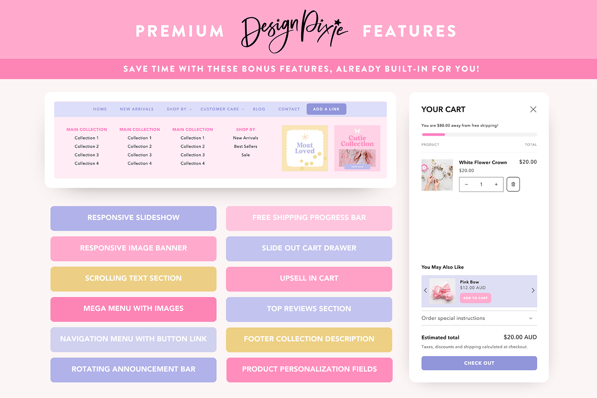 Girly Pink Shopify Theme, a Shopify Template by Design Pixie (Photo 7 of 11)