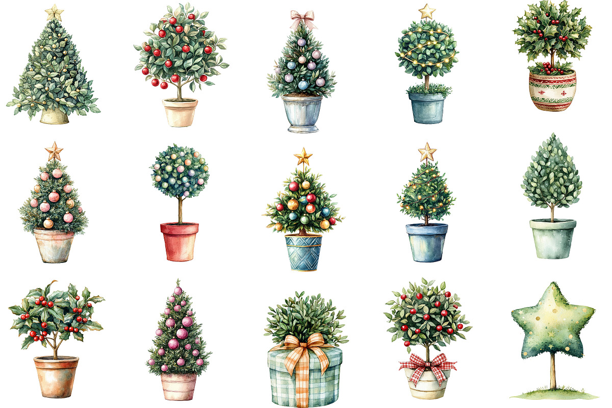 Whimsical Christmas Topiary Tree, an Illustration by Designking (Photo 3 of 5)
