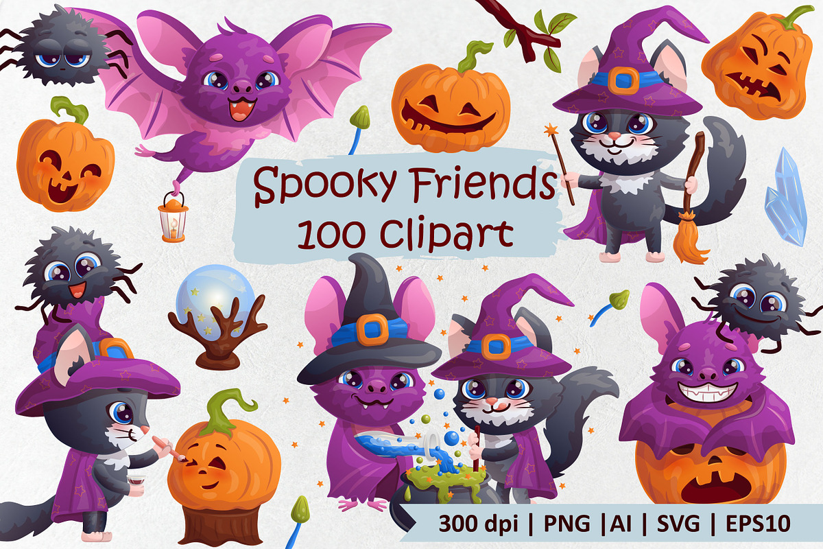 Halloween cute characters. Vector, an Animal Illustration by VaraNa Art (Photo 1 of 12)