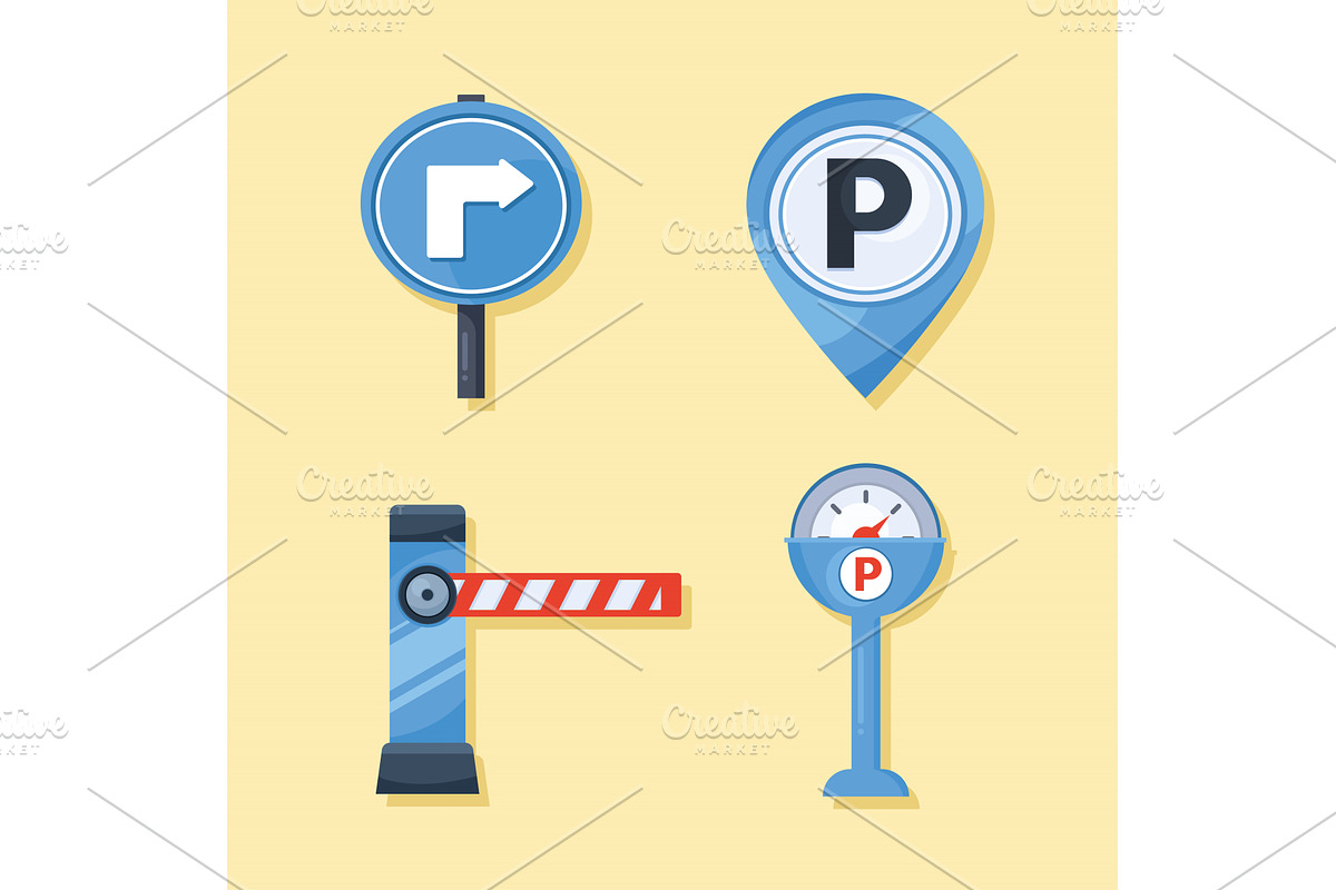 four parking signals icons, an Object Illustration by studiogstock
