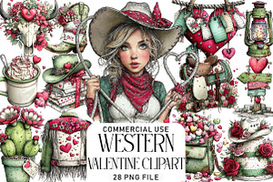 Western Valentine Clipart Bundle, an Illustration by Daily.Designs