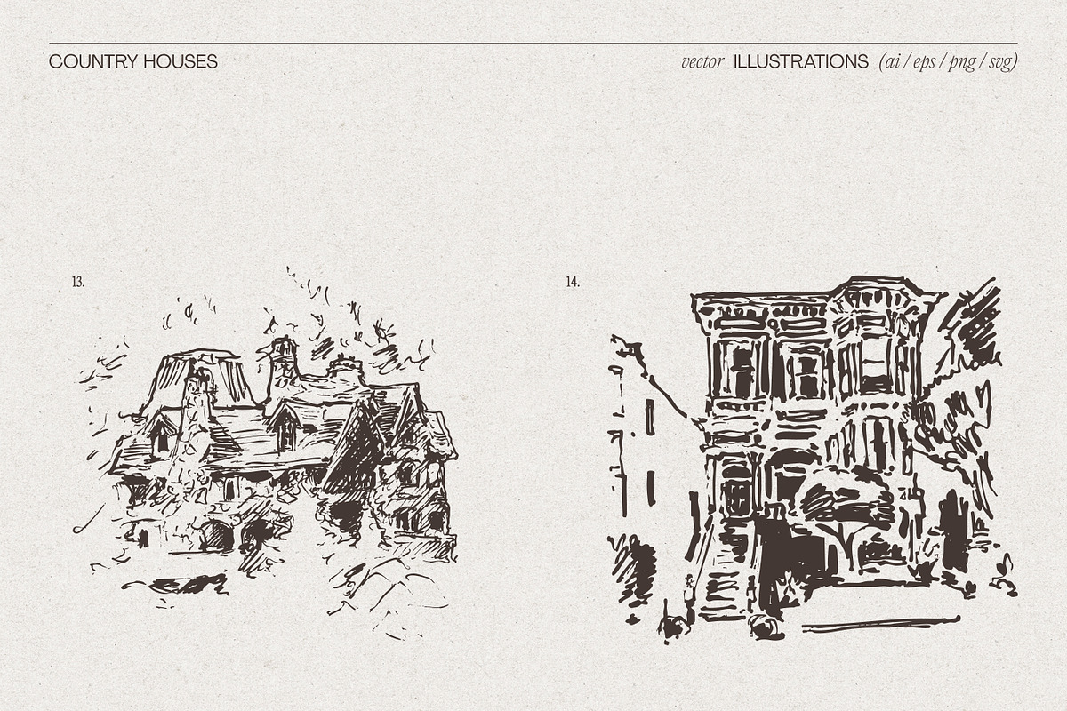 Countryside House Sketch Collection, an Object Illustration by TheMountBirdStudio (Photo 7 of 8)